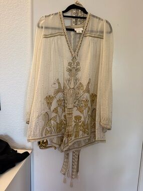 Camilla Cream romper with Gold Embellishment